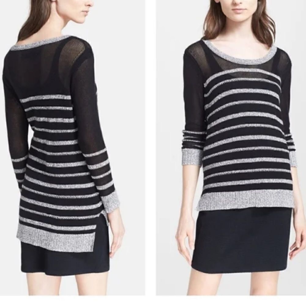 Rag & Bone Azra Striped Hi Lo Scoop Neck Long Sleeve Top Size Small
